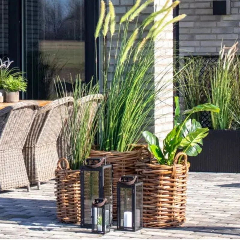 Dickes CL Rattan Korb CESTINO natural D45cm Griffe Pflanzkorb