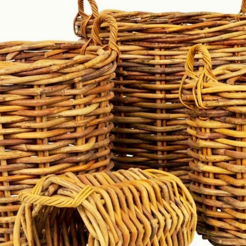 Dickes CL Rattan Korb CESTINO natural D45cm Griffe Pflanzkorb