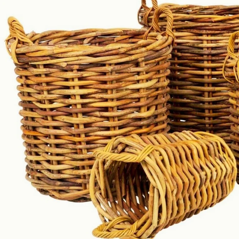 Dickes CL Rattan Korb CESTINO natural D60cm Griffe Pflanzkorb