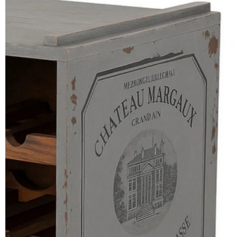 Flaschenbox SURAT Antique Grau 40cm Mahagoni Shabby Weinregal