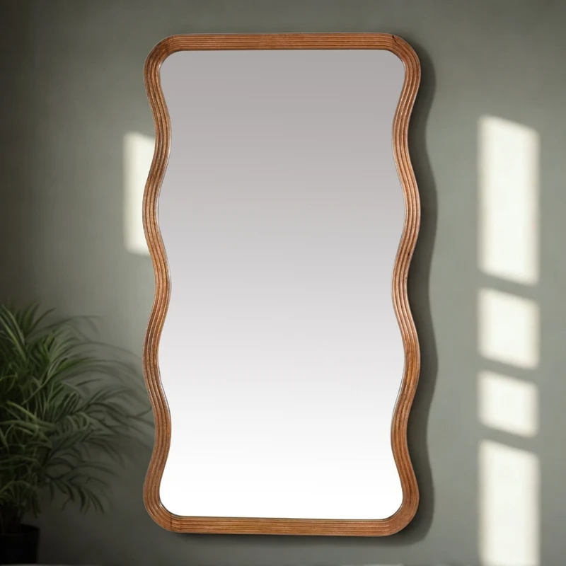Design Massivholz-Spiegel CURVO 180x80cm Mangoholz Wandspiegel