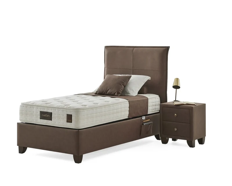 Madlen Odine Boxspringbett Set inkl. Matratze – 5-Zonen-Taschenfederkern, Viscon-Stoff & Kußtief-Schaum für Ergonomische Unterstützung und Ruhigen Schlaf