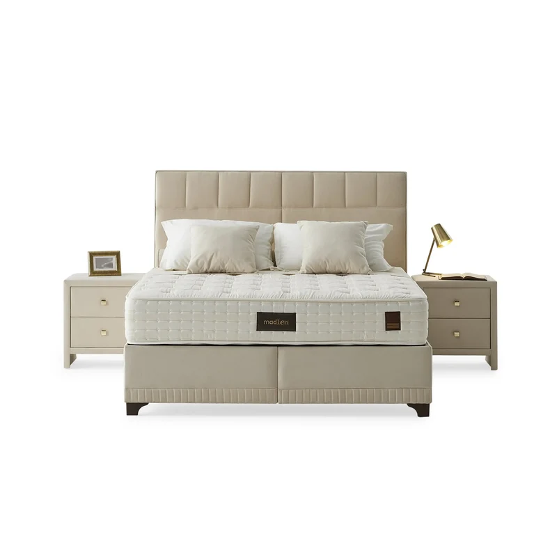 Madlen Delta Boxspringbett Set inkl. Matratze – 5-Zonen-Taschenfederkern, Viscon-Stoff & Kußtief-Schaum für Optimale Unterstützung und Ruhigen Schlaf