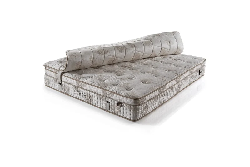 Luna Mokka Set – Boxspringbett mit Matratze, 5-Zonen-Paketfederkern, Mikrofedern für Druckentlastung & Doppelkern-Technologie für Ununterbrochenen Schlafkomfort