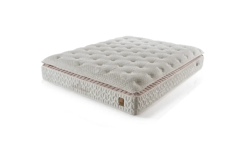 Kingmaster Venedik Boxspringbett Set inkl. Matratze – 1600 Double Pocket Federn, Weicher Plüschstoff & Doppelkern für Luxuriösen Schlafkomfort