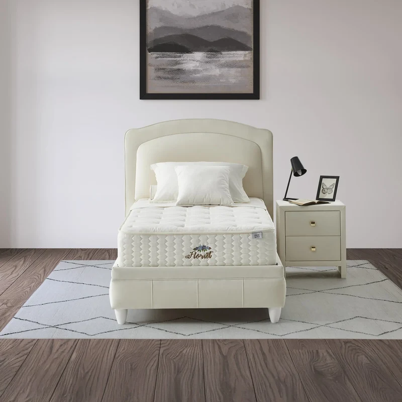Florist Lotus Boxspringbett Set inkl. Matratze – Beidseitig Nutztbare Royal Matratze mit Bonell-Federkern, Federweichem Schaum & Langlebigkeit für Grundlegenden Schlafkomfort