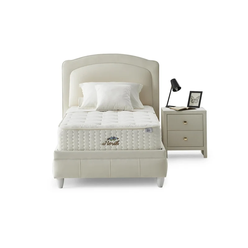 Florist Lotus Boxspringbett Set inkl. Matratze – Beidseitig Nutztbare Royal Matratze mit Bonell-Federkern, Federweichem Schaum & Langlebigkeit für Grundlegenden Schlafkomfort