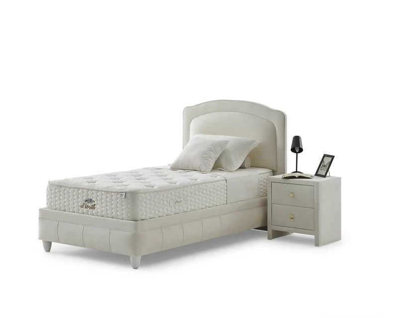 Florist Lotus Boxspringbett Set inkl. Matratze – Beidseitig Nutztbare Royal Matratze mit Bonell-Federkern, Federweichem Schaum & Langlebigkeit für Grundlegenden Schlafkomfort