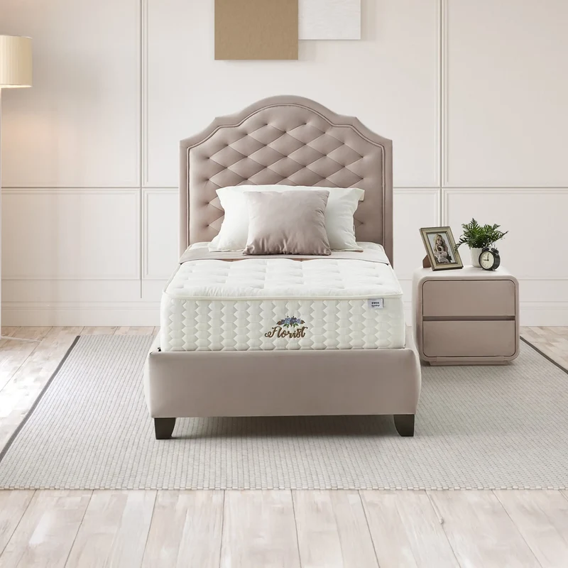 Florist Cindy Set – Robustes Boxspringbett mit Beidseitig Verwendbarer Bonell-Federkernmatratze für Langlebigkeit & Komfort