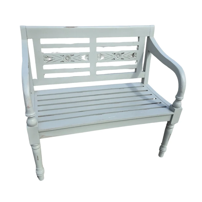 Massivholz Sitzbank CHRISTOS Antique-Grey 100cm Shabby-Look