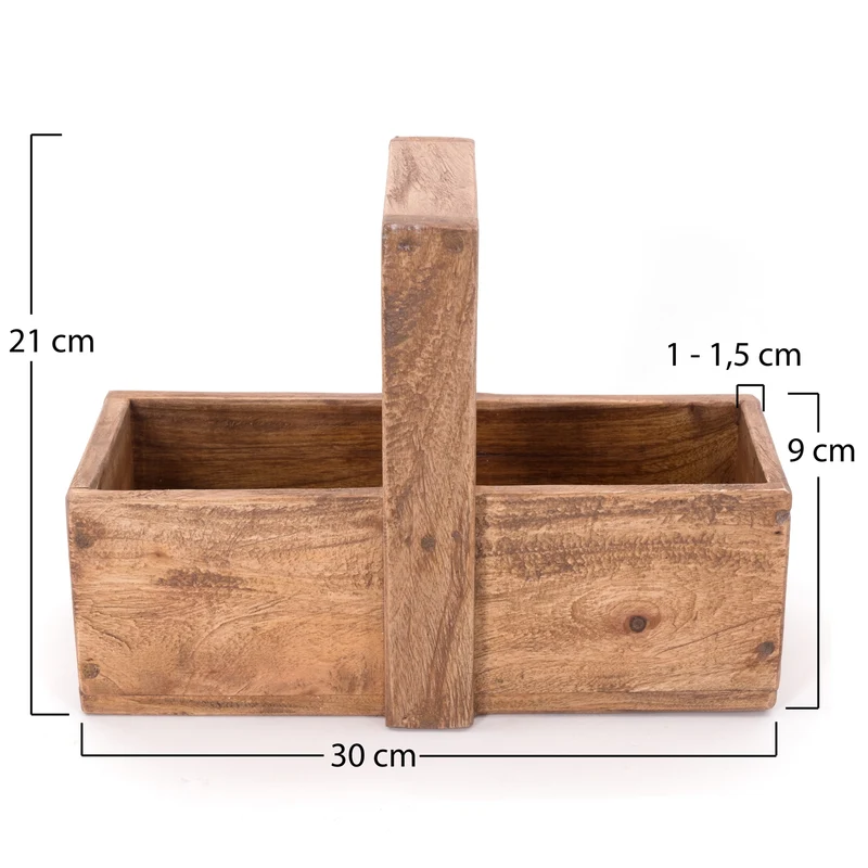 HOLZ AUFBEWAHRUNGSKORB "PORTO" | Mahagoni, 30x22x12 cm (BxHxT)