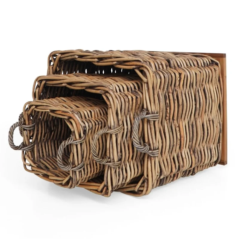 Dickes CL Rattan Korb CESTINO braun ca.85cm Teakbodenplatte