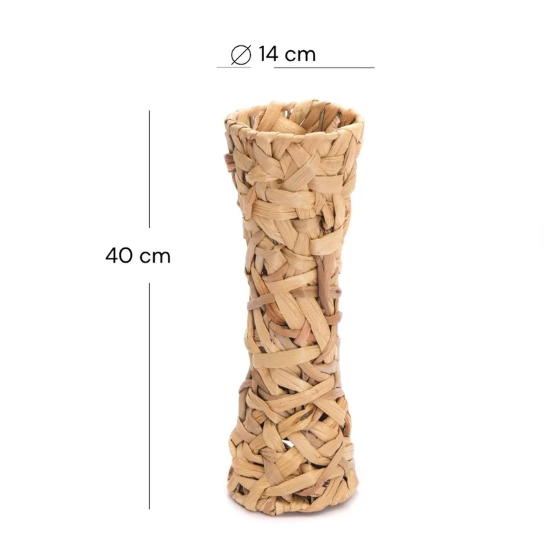 NATUR DEKO VASE "MALIDA" | Wasserhyazinthe, 40 cm | Geflochtene Vase