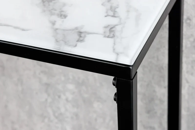 Design Konsole MARMO 110cm schwarz-weiss Marmor-Dekor