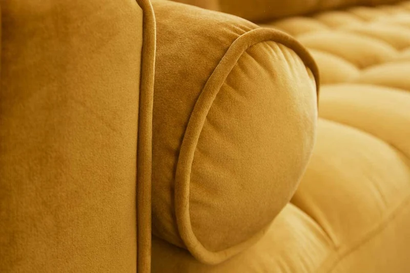 Ecksofa 260cm Ottomane beidseitig COMFORT senfgelb Samt Federkern