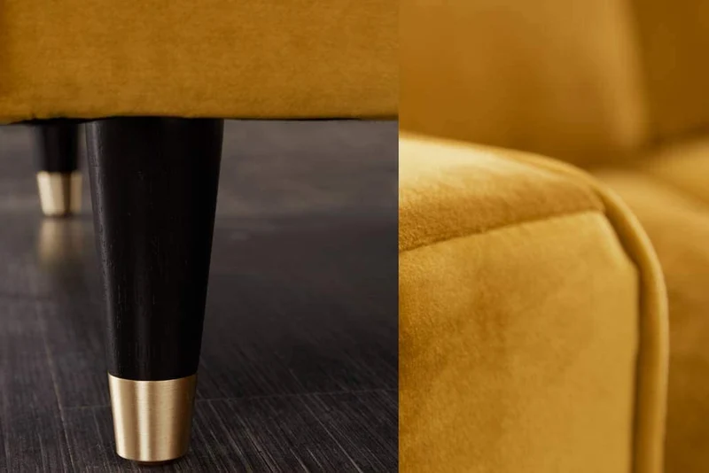 Ecksofa 260cm Ottomane beidseitig COMFORT senfgelb Samt Federkern