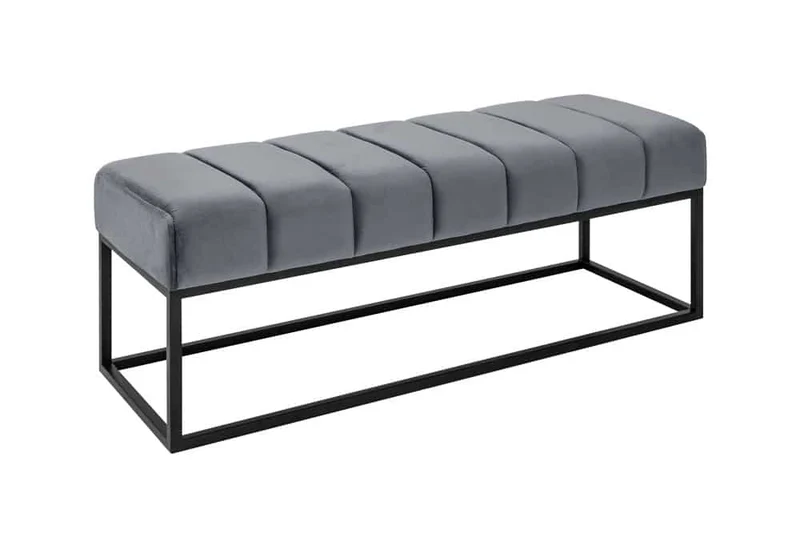 Design Sitzbank BELLE ca.110cm grau Samt Interieur-Tipp Schuhbank