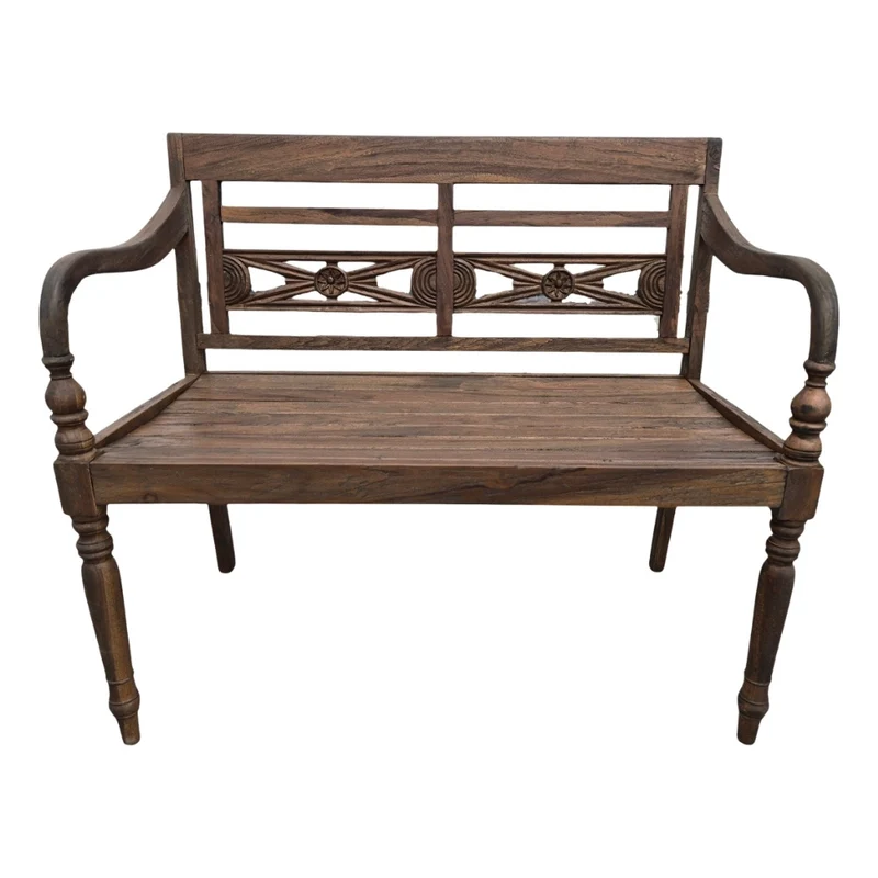 Massive Teakholz Sitzbank CHRISTOS 100cm brown Outdoor Gartenbank