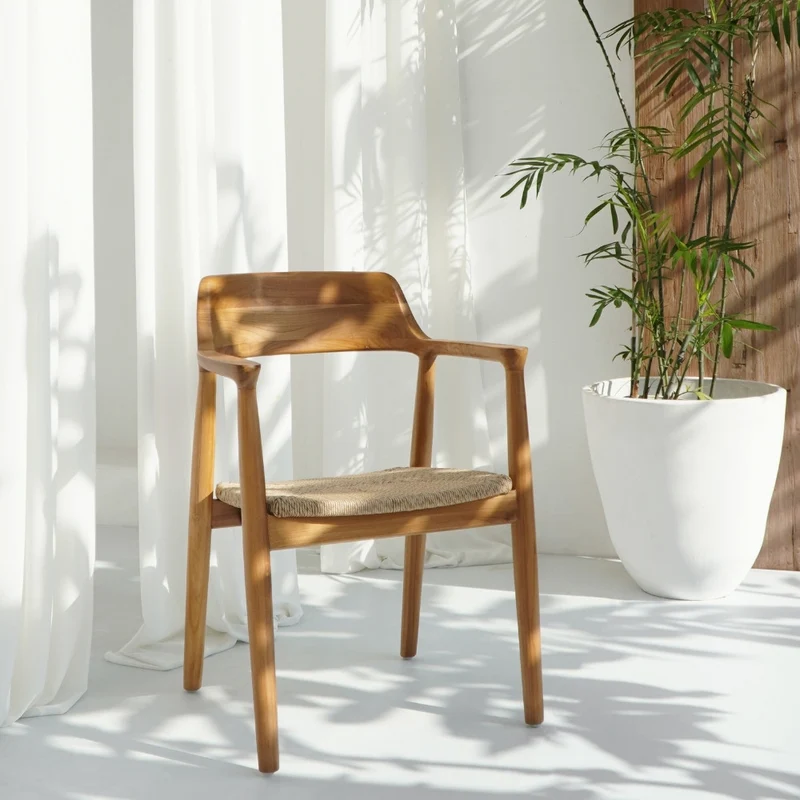 2er Set KENNEDY Teakstuhl Outdoor Stühle Teakholz + Synthetic-Rattan