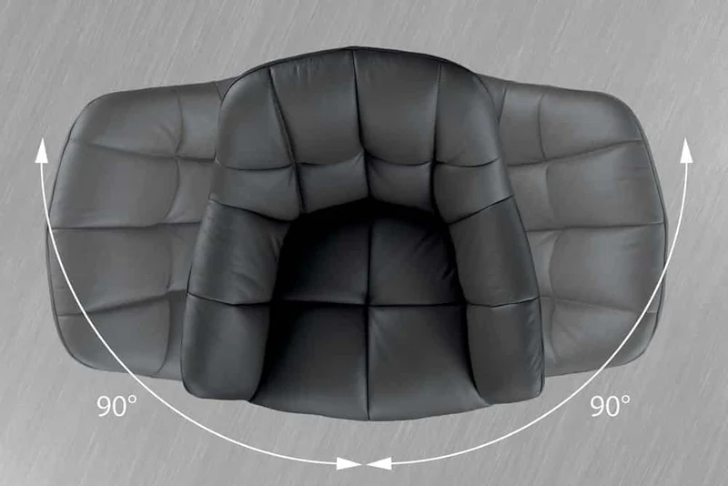 Moderner Drehstuhl LYON schwarz Echtleder Armlehne schwarzes Gestell