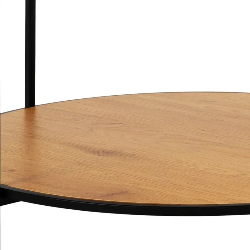 Moderner Couchtisch LEVEN 80cm Eiche-Look Industrial Design Metall