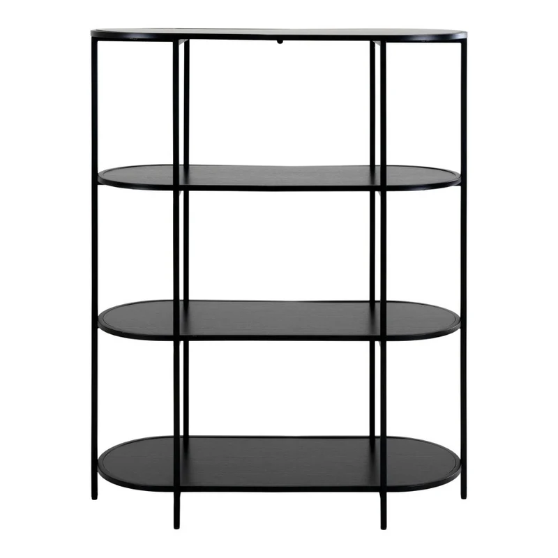 Modernes Regal LEVEN 110cm schwarz vier Regalböden Industrial-Look