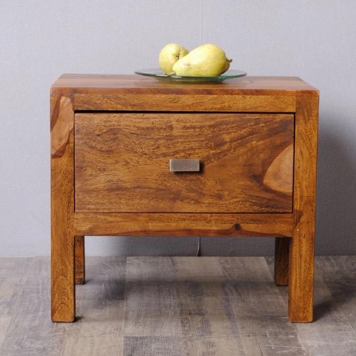 Massivholz Nachtschrank MURALI 45cm Stone Beistelltisch