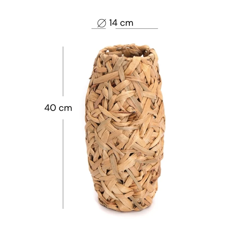 NATUR BODEN VASE "CALIDA" | 40 cm, Wasserhyazinthe | Geflochtene Vase