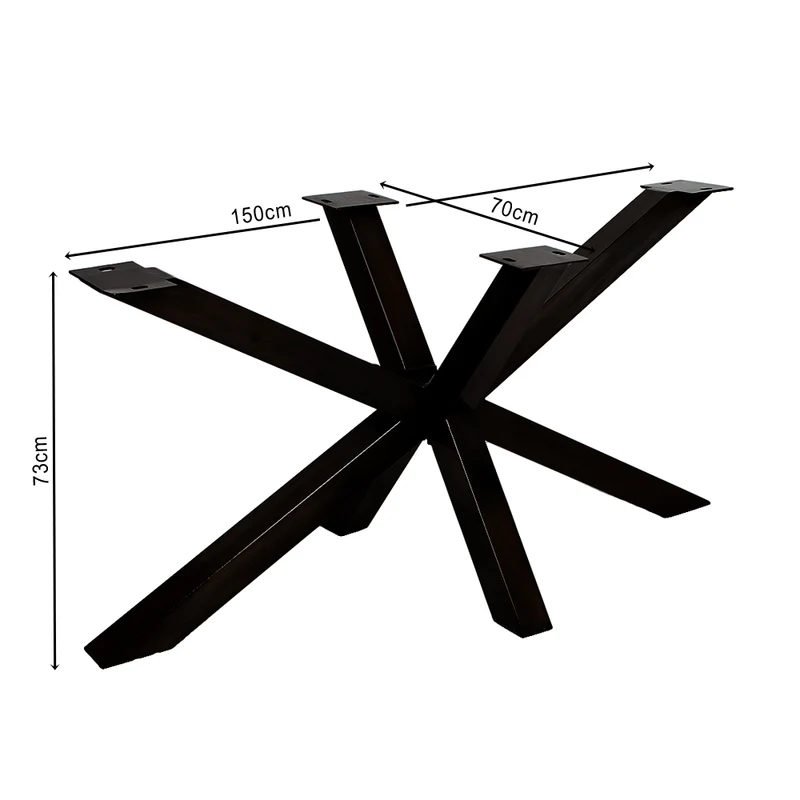 Esstischgestell DIVE-MIKADO 150cm Schwarz Stahl pulverbeschichtet