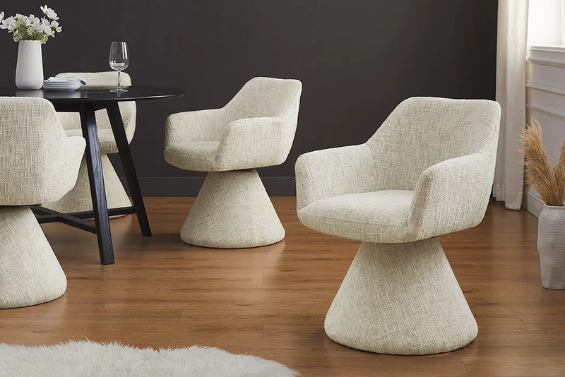 Komfortstuhl mit Drehfunktion BIENTO beige Chenille 180° Auto-Return