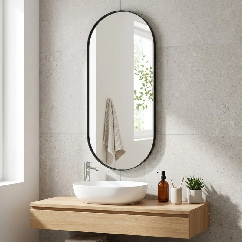 Moderner Spiegel ORLONA schwarz 35x80 cm Metallrahmen