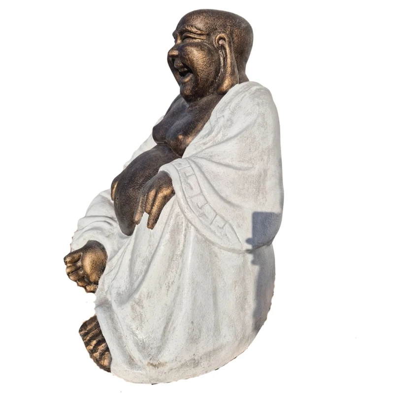 Dekorative Figur LUCKY BUDDHA 110cm Gold-Weiss Garten Indoor