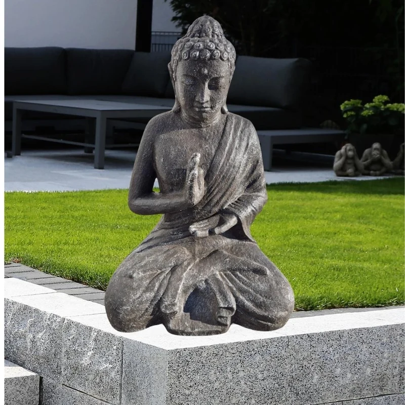Dekorative Figur BUDDHA PROTECT 80cm anthrazit Garten Indoor