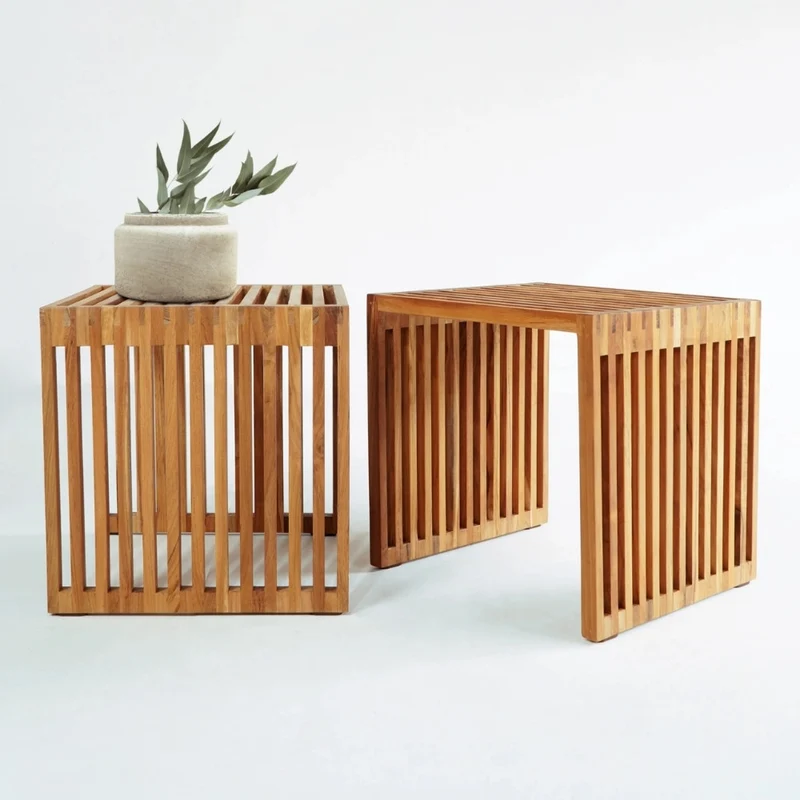 Design Beistelltisch LINETA 40cm Teakholz In-/Outdoor