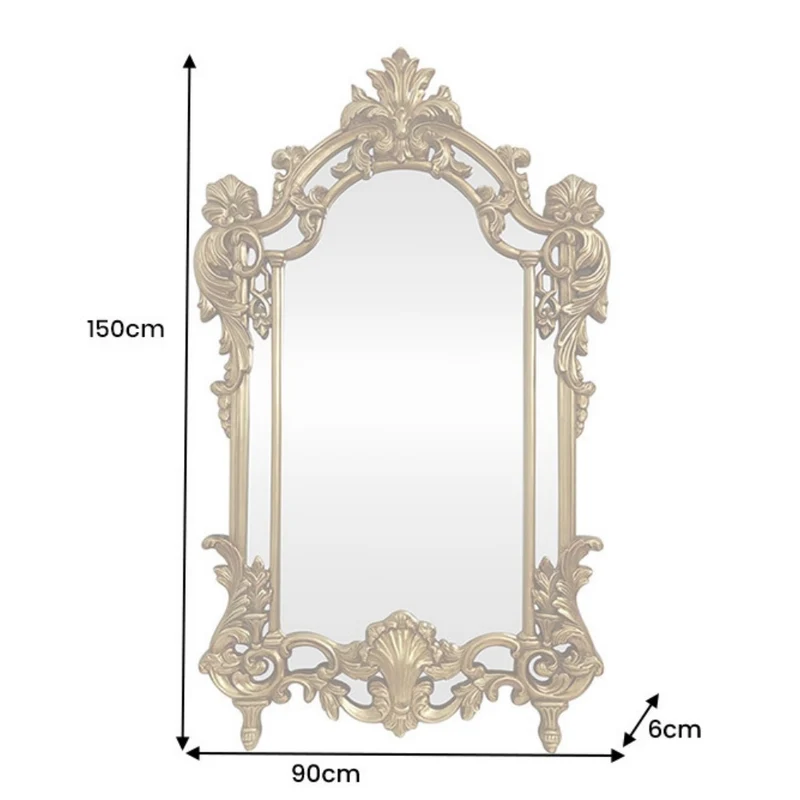 Opulenter Wandspiegel KINGDOM 150cm Gold Barock Verzierung Design