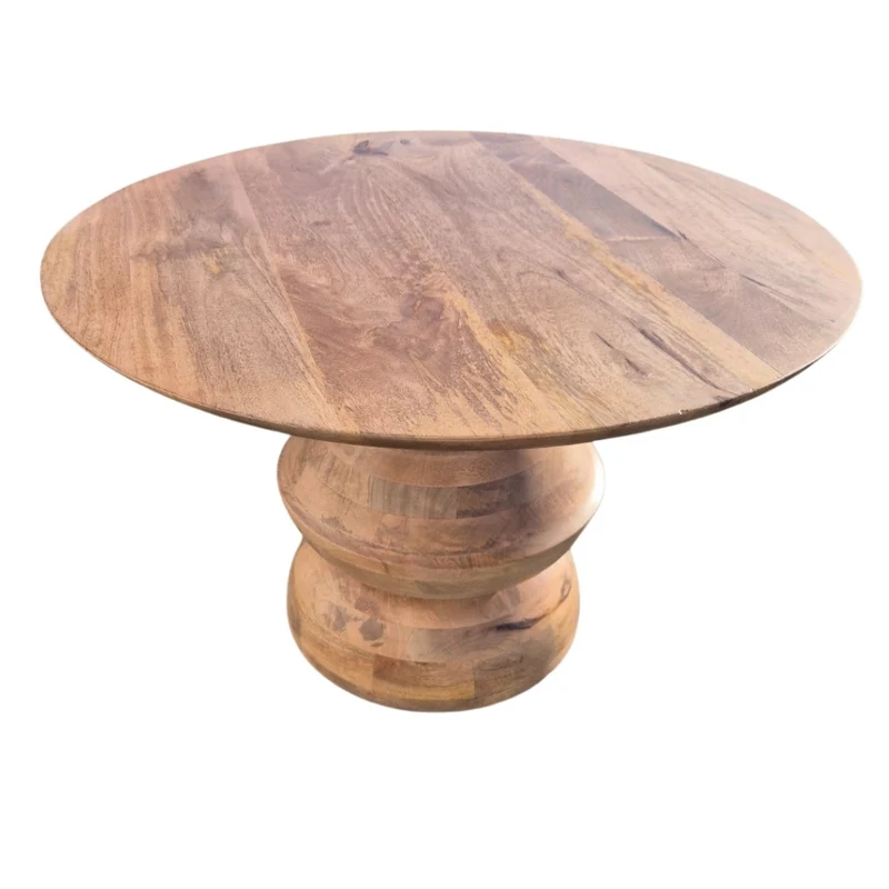 Couchtisch Mangoholz rund 70 cm KITAR-M Wohnzimmertisch natur