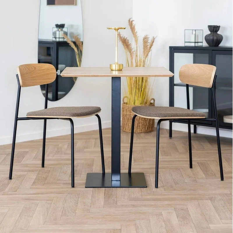 Moderner Esstisch CAFE 70cm natur Eichelook Metallgestell Bistro