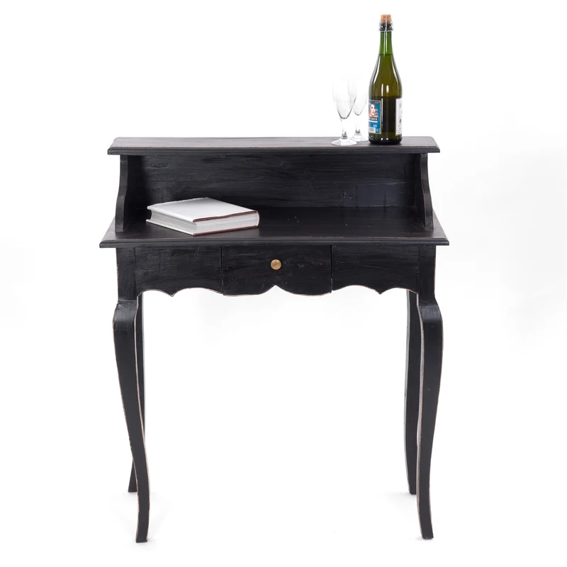 MASSIVHOLZ SEKRETÄR NAPOLEON 92x80cm(HxB) | Massivholz Schreibtisch | Farbe: 09 voodoo - schwarz
