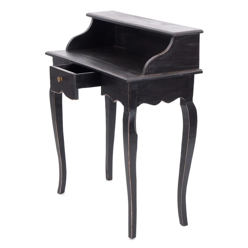 MASSIVHOLZ SEKRETÄR NAPOLEON 92x80cm(HxB) | Massivholz Schreibtisch | Farbe: 09 voodoo - schwarz