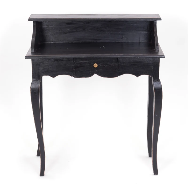 MASSIVHOLZ SEKRETÄR NAPOLEON 92x80cm(HxB) | Massivholz Schreibtisch | Farbe: 09 voodoo - schwarz