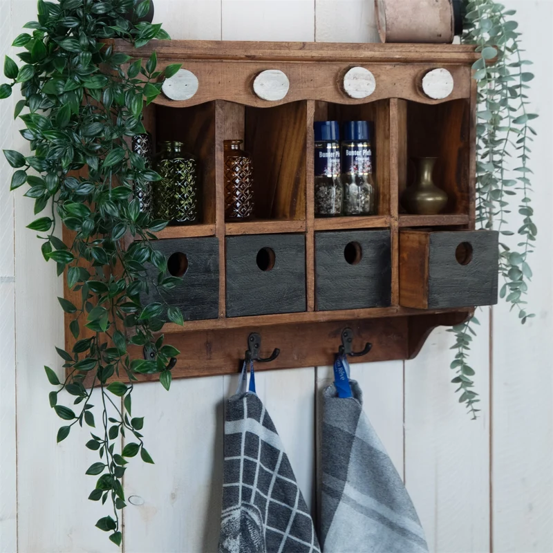 VINTAGE WANDREGAL "LUNA" | Mahagoni, 60 cm | Holz Küchenregal