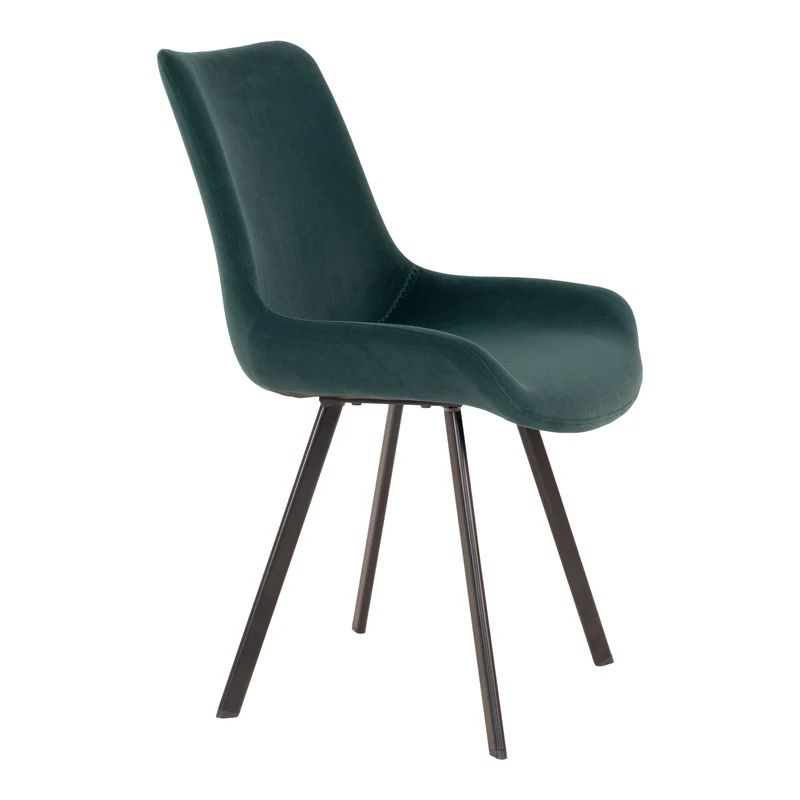 Retro-Design CHICAGO Stuhl (2er Set) grün Samt mit schwarzen Beinen