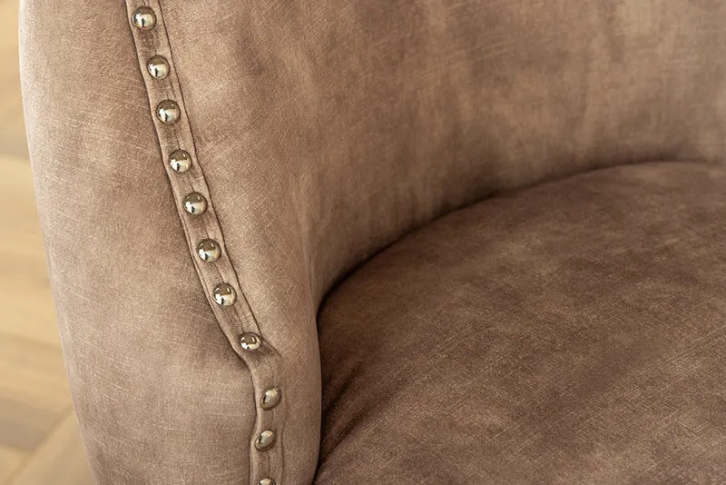 Edler Stuhl LEON Samt beige Löwenkopf Nieten Chesterfield