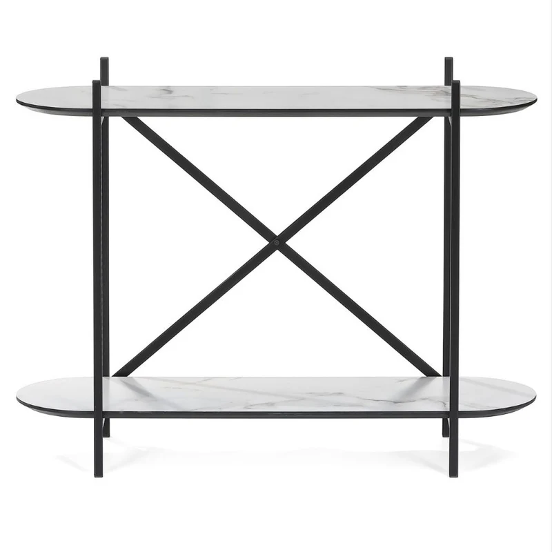 Moderne Design Konsole MARMOL-Plus 100cm weiss Marmor-Optik