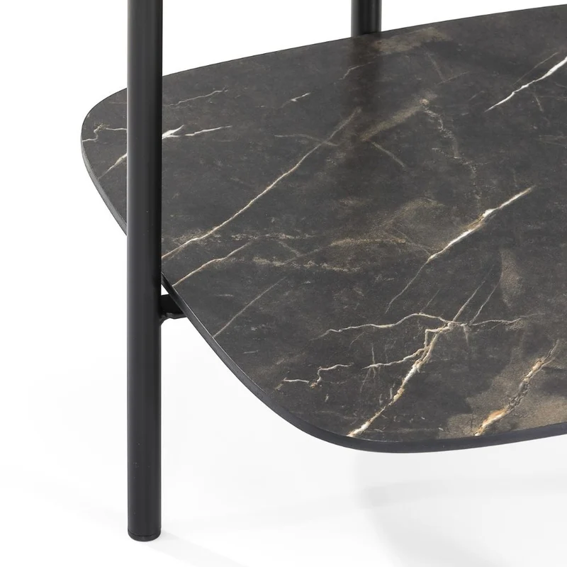 Design Beistelltisch MARMOL 55cm schwarz moderne Marmor-Optik