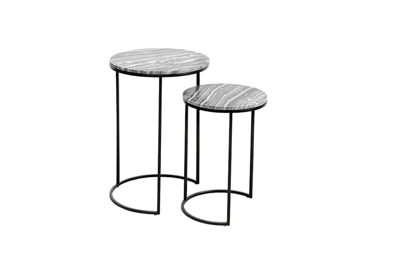 Elegantes Beistelltisch 2er Set MARMO 55cm Marmor-Dekor