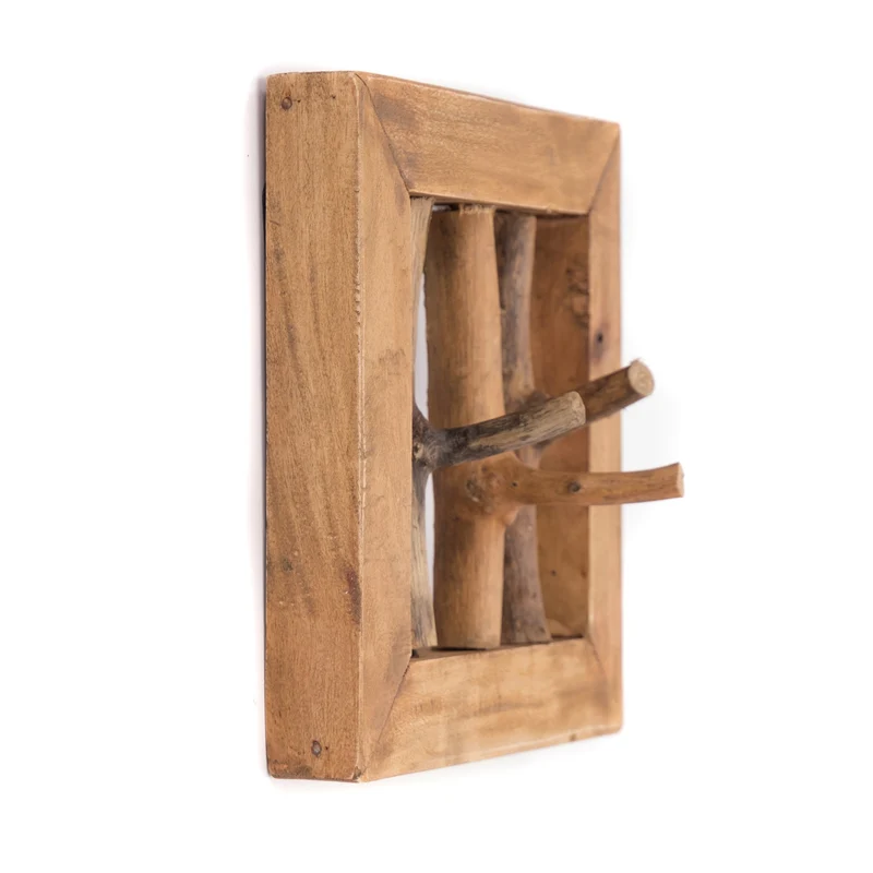 WANDGARDEROBE "LEONOR 25" | Mahagoni, 3 Haken | Äste Hakenleiste