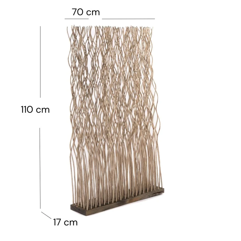 RAUMTEILER "KINKI" | Weidenholz, 110x70 cm | Zweige Paravent | Farbe: grau