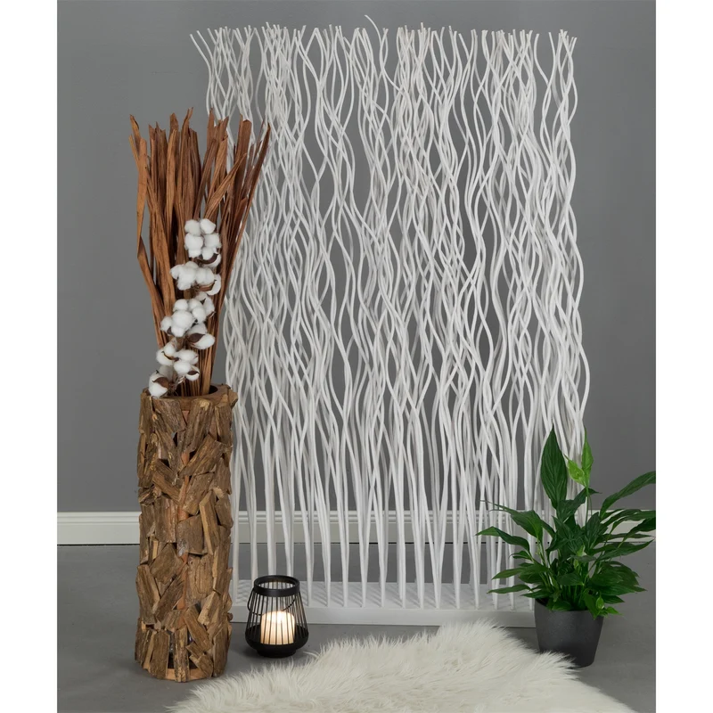 RAUMTEILER "KINKI" | Weidenholz, 110x70 cm | Zweige Paravent | Farbe: weiß