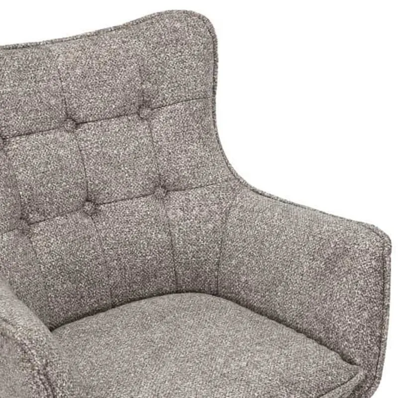 Drehbarer Stuhl ODIN taupe Strukturstoff Eichenholz Gestell